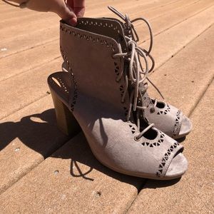 Charlotte Russe Laser Cut Lace Up Sandals